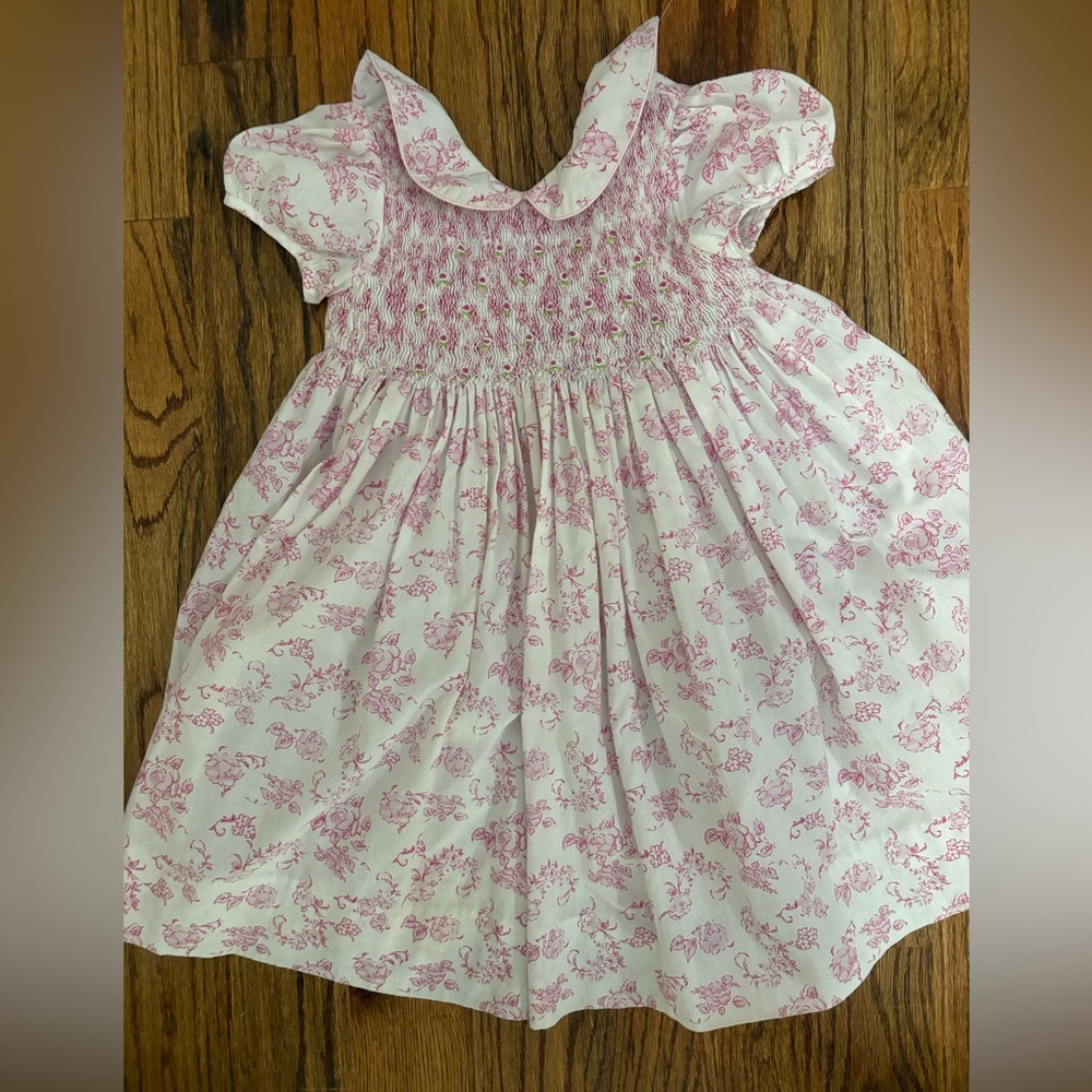 Floral Pink Smocked Kids Dress